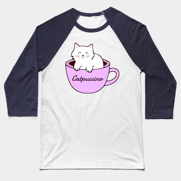 Catpuccino Baseball T-Shirt by timegraf